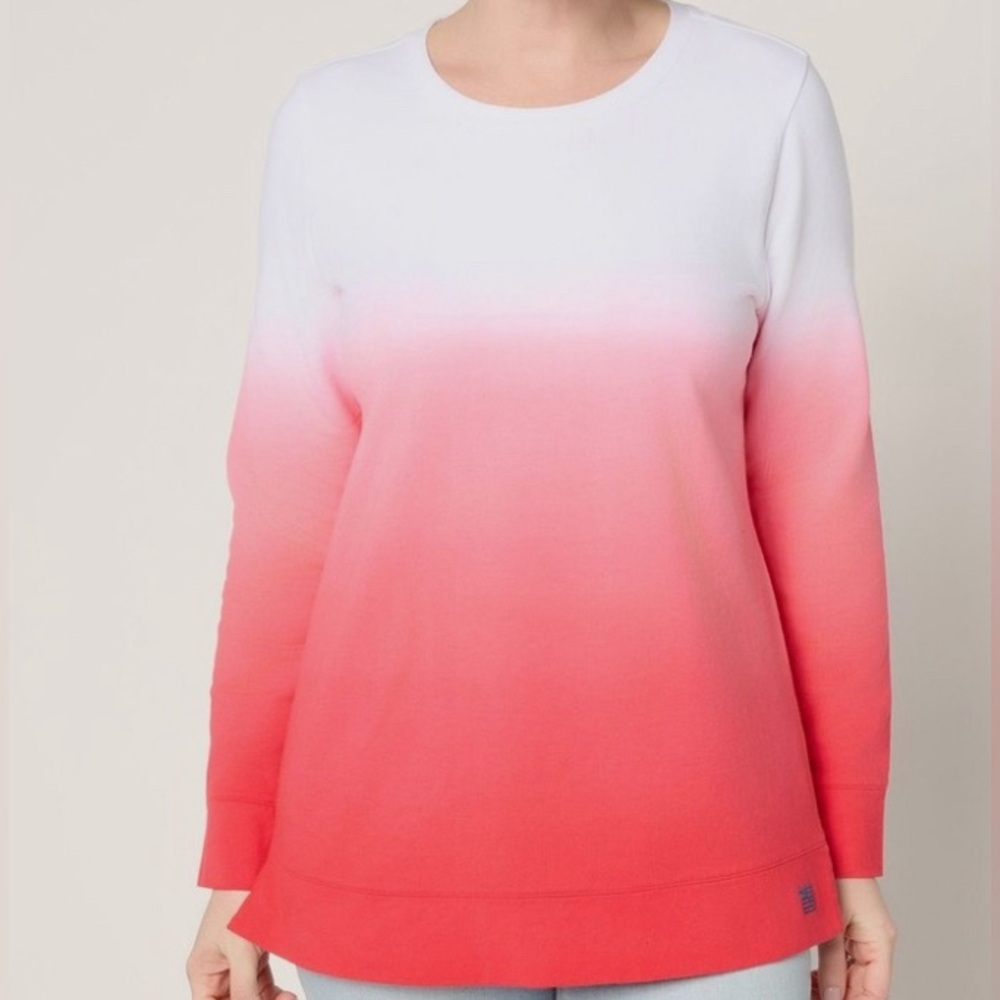 NWT Denim & Co. French Terry Dip Dye Tunic Cardinal size 3XP
